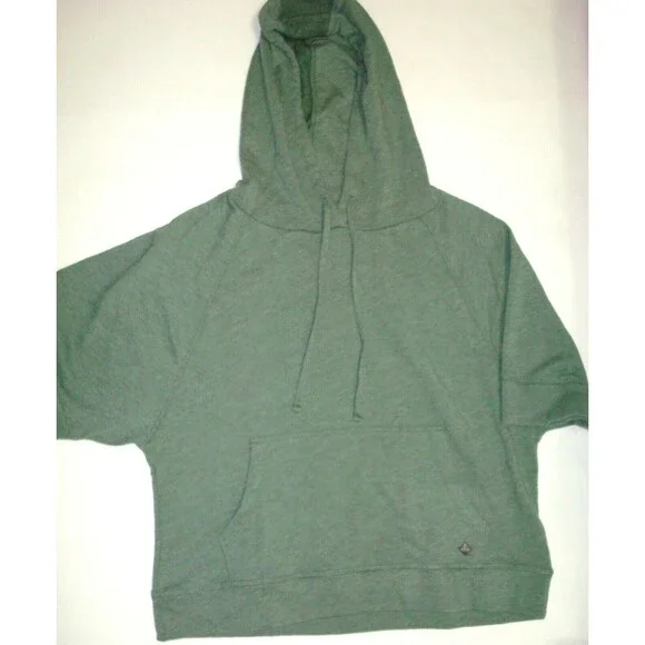 New Womens NWT L PrAna Top Cotton Palmetto Organic Hoodie LS Logo Green Forest